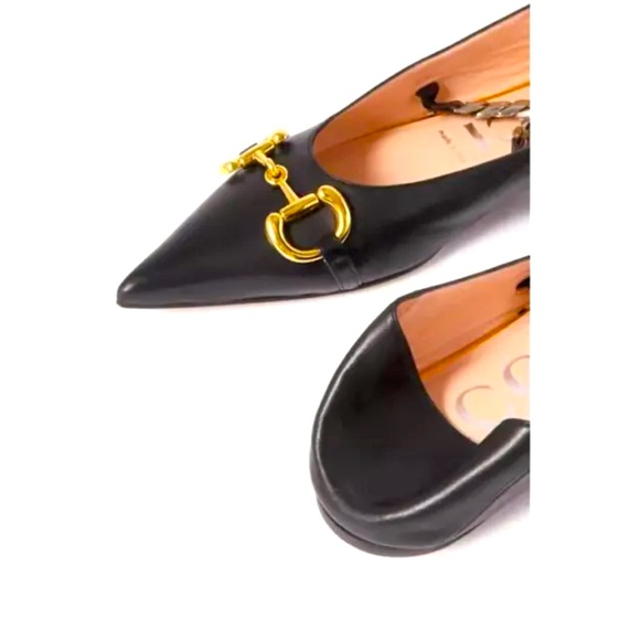New Authentic Gucci Black Leather Horsebit Collapsable Ballet Flats US Size 5.5 - Picture 6 of 8